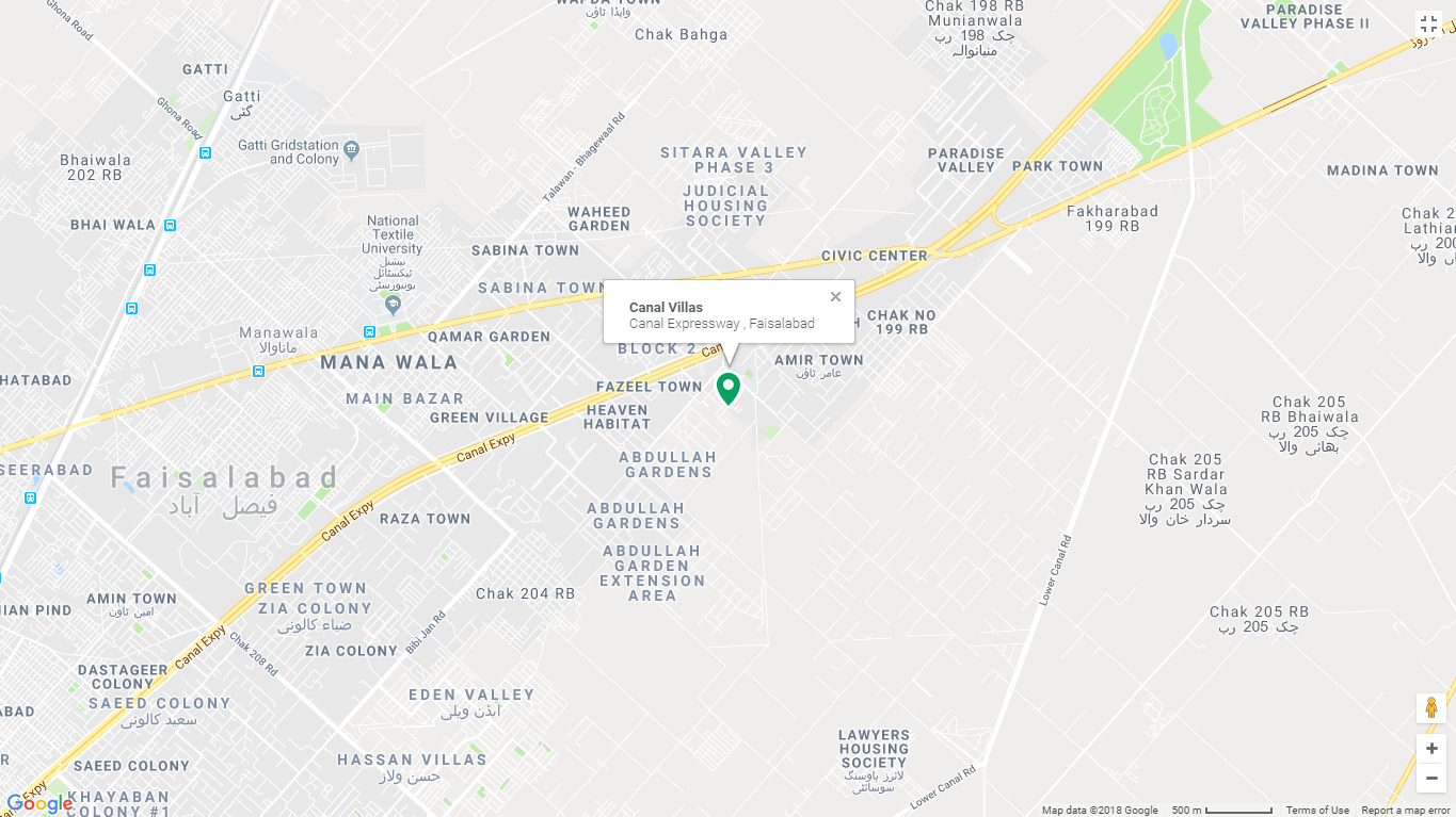Canal Villas Faisalabad Location Map